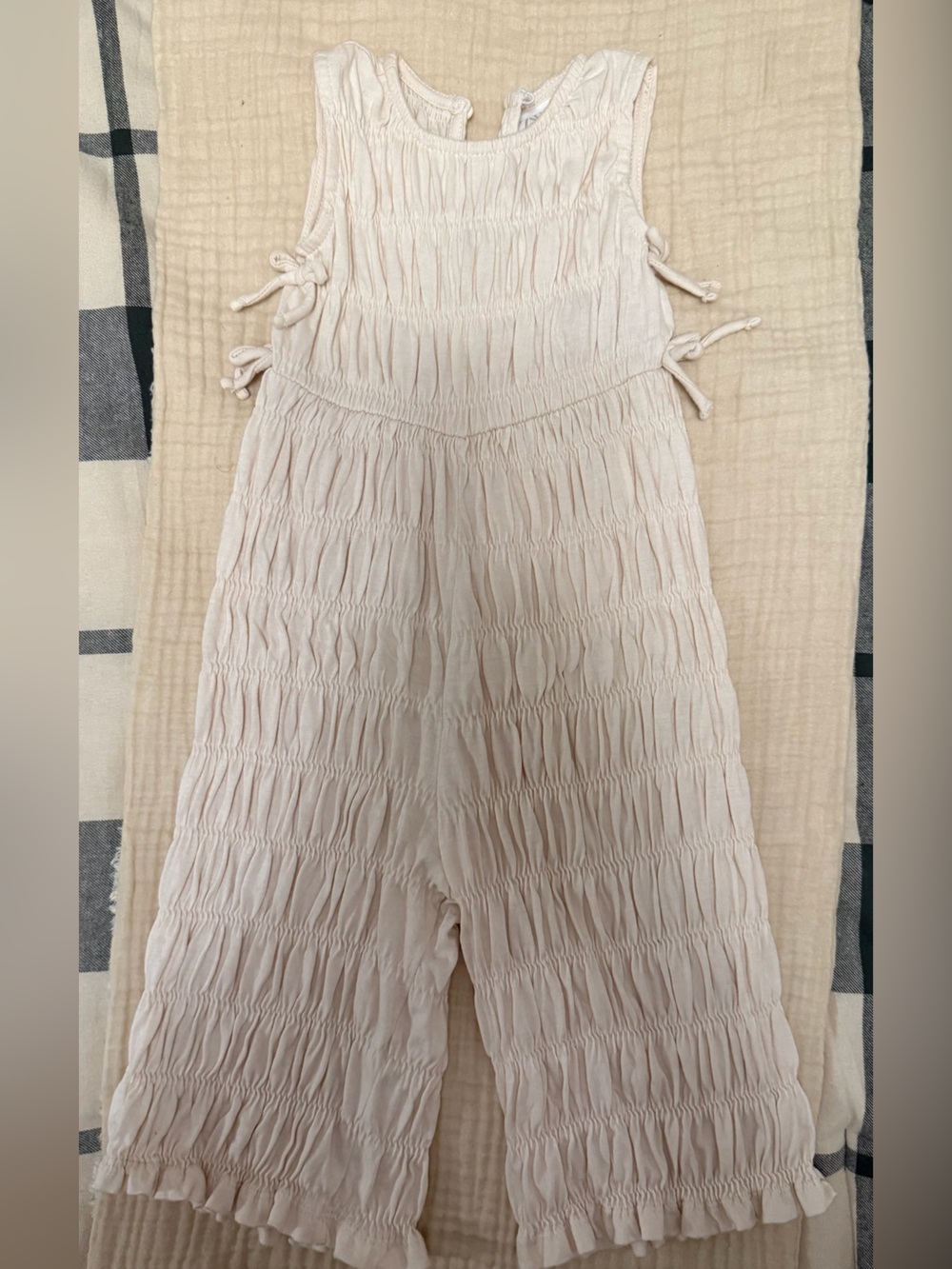ZARA Cream Ruched Romper 18M